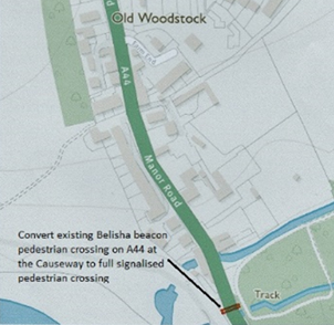 Campaign diagram illustrating one of the proposed A44 crossing improvements