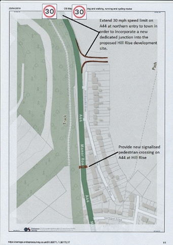 Original safer-routes campaign diagram showing proposed crossing and traffic-management locations