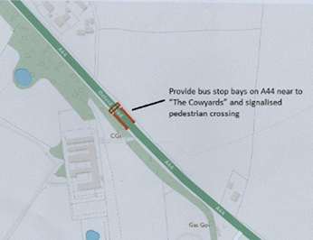 Campaign diagram illustrating one of the proposed A44 crossing improvements